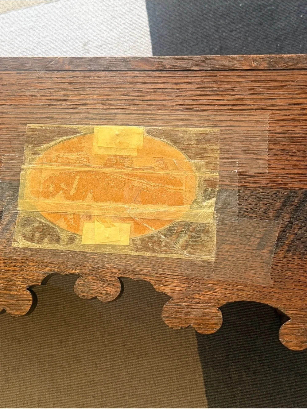 Victorian Oak 1890 Antique Wall Clock Shelf, Beveled Mirror
